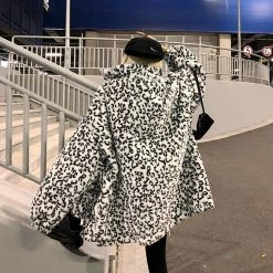 Unzzy Leopard Spotted Cotton Coat KF9534
