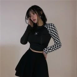 Unzzy Tops Spider Embroidery T-shirt KF9587