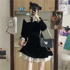 Unzzy Lace Black Dress KF81628 HOT SALE