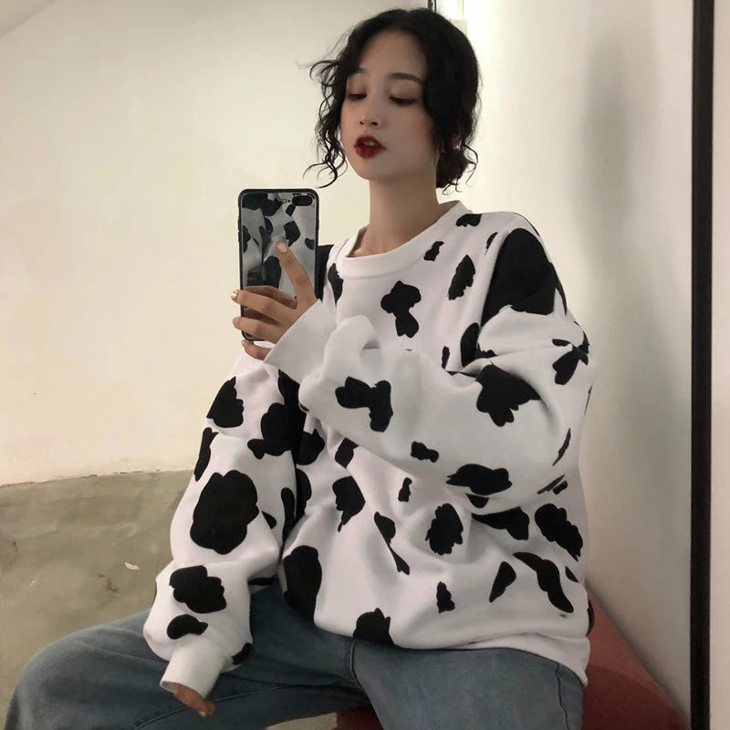 Unzzy HOT SALE Ulzzang Cow Sweatshirt KF9209 5 Unzzy HOT SALE Ulzzang Cow Sweatshirt KF9209