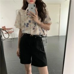 Unzzy Vintage POLO Collar Short Sleeve Shirt KF30200 HOT SALE