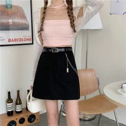 Unzzy HOT SALE All-match High Waist Chain Skirt KF81531