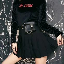 Unzzy Dark Pleated Skirt (gift Belt) KF9484