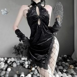 Unzzy Sexy Lace Cheongsam Uniform Suit Kf60012