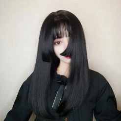 Unzzy HOT SALE Black Long Straight Wig KF9459
