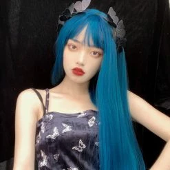 Unzzy HOT SALE Blue Long Straight Wig KF81418