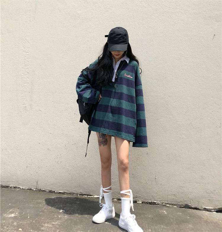 Unzzy HOT SALE Harajuku Style Striped T-shirt KF81532 2 Unzzy HOT SALE Harajuku Style Striped T-shirt KF81532