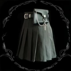 Unzzy Dark Pleated Skirt (gift Belt) KF9484