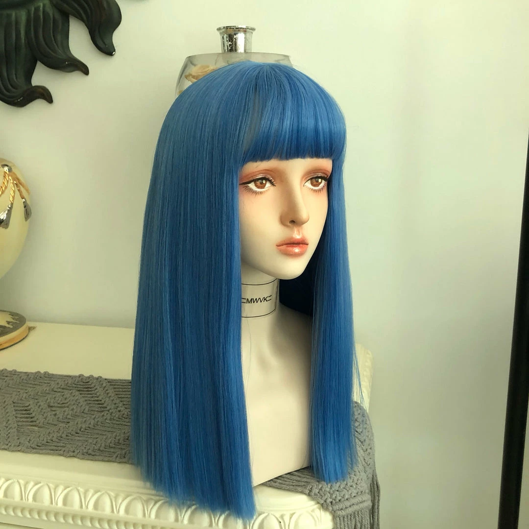 Unzzy Long Blue Straight Wig KF81265 3 Unzzy Long Blue Straight Wig KF81265