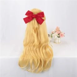 Unzzy Cosplay Light Golden Wig + Bow Hairpin KF82348
