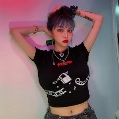 Unzzy HOT SALE Harajuku Black T-shirt KF9132 8 Unzzy HOT SALE Harajuku Black T-shirt KF9132