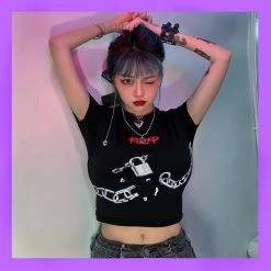 Unzzy HOT SALE Harajuku Black T-shirt KF9132