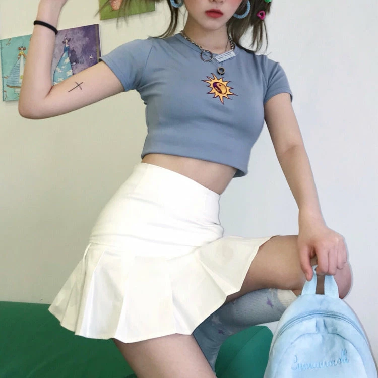 Unzzy Ulzzang Embroidered T-Shirt KF9126 4 Unzzy Ulzzang Embroidered T-Shirt KF9126