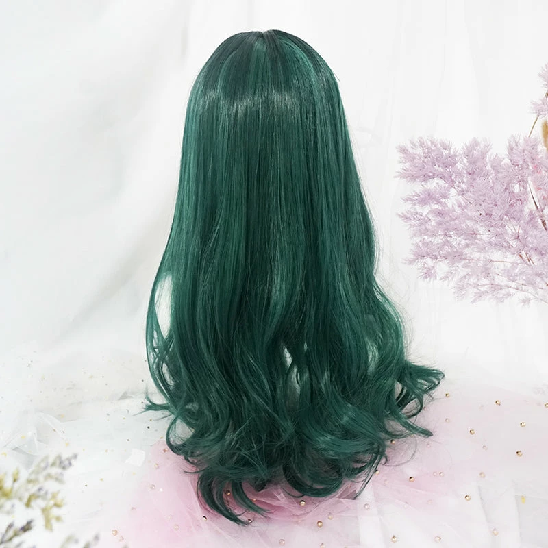 Unzzy Harajuku Green Long Curly Wig KF81693 4 Unzzy Harajuku Green Long Curly Wig KF81693