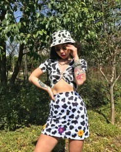 Unzzy Flower Cow Skirt KF90547 HOT SALE