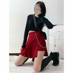 Unzzy HOT SALE Vintage Irregular Chain Pleated Skirt KF81041
