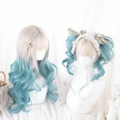 Unzzy HOT SALE Lolita Gradient Green Long Curly Hair KF82678