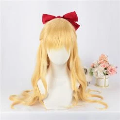 Unzzy Cosplay Light Golden Wig + Bow Hairpin KF82348
