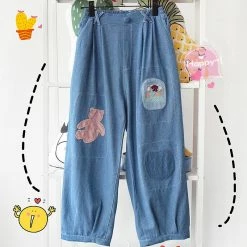 Unzzy HOT SALE Cartoon Embroidered Jeans KF9320