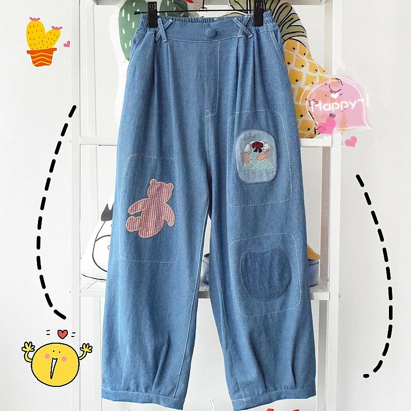 Unzzy HOT SALE Cartoon Embroidered Jeans KF9320 2 Unzzy HOT SALE Cartoon Embroidered Jeans KF9320