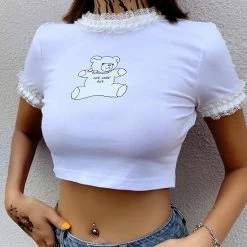 Unzzy Bear Lace T-shirt KF9298 HOT SALE