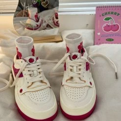 Unzzy Strawberry Pink White Shoes KF82707 HOT SALE