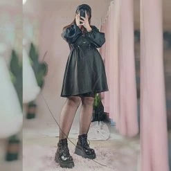 Unzzy Black Plus Size Dress KF82026 HOT SALE