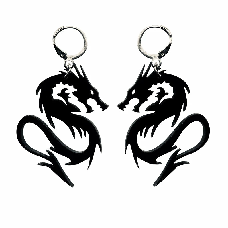 Unzzy Black Dragon Pendant Earrings KF82379 4 Unzzy Black Dragon Pendant Earrings KF82379