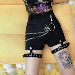 Unzzy Punk Leg Loop Shorts KF908034 HOT SALE