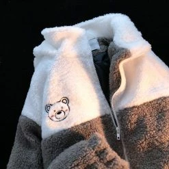 Unzzy Cute Bear Ear Lamb Wool Coat KF82424 HOT SALE