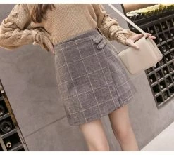 Unzzy Woolen High Waist Skirt KF20368