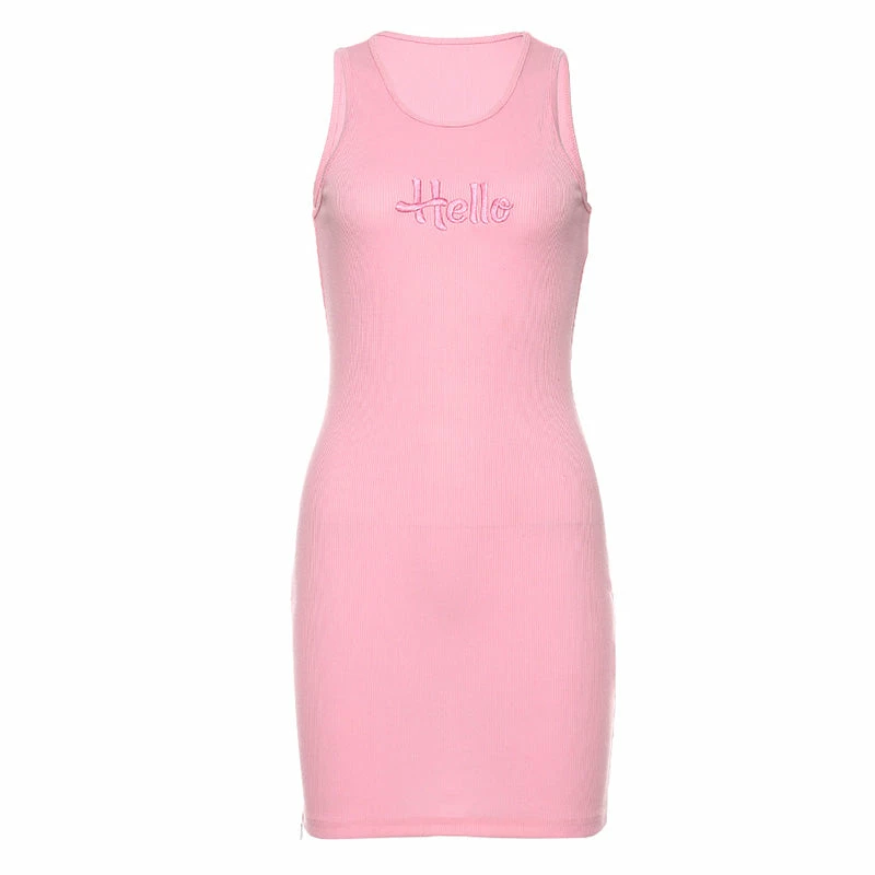 Unzzy Pink Vest Dress KF9504 5 Unzzy Pink Vest Dress KF9504