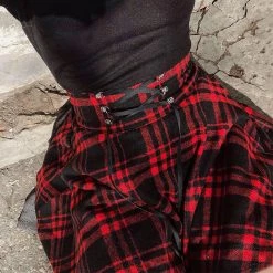 Unzzy Red Plaid Skirt KF9526 HOT SALE