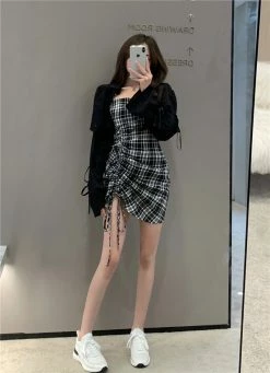 Unzzy HOT SALE Fashion Plaid Dress KF82111