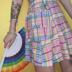 Unzzy Pink Plaid Pleated Skirt KF908011 HOT SALE 11 Unzzy Pink Plaid Pleated Skirt KF908011 HOT SALE