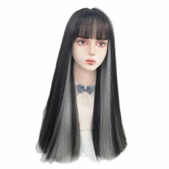 Unzzy HOT SALE HARAJUKU BLACK SILVER WIG KF82643