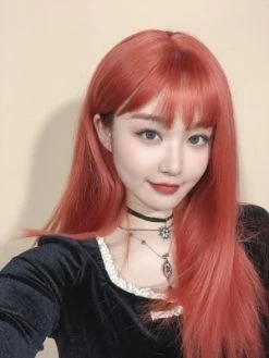 Unzzy HOT SALE Stylish Long Orange Straight Hair KF81065