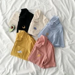 Unzzy Harajuku Embroidered Shirt KF90711 HOT SALE