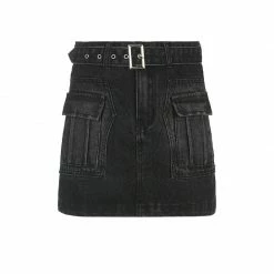 Unzzy Black Denim Skirt KF81660 HOT SALE