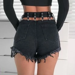 Unzzy Openwork Black Shorts KF90434 HOT SALE 7 Unzzy Openwork Black Shorts KF90434 HOT SALE