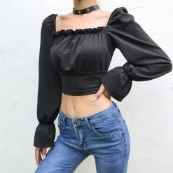Unzzy Black Long Sleeve T-shirt KF81343 HOT SALE