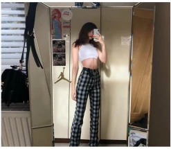 Unzzy Ulzzang Plaid Pants KF90581 HOT SALE 8 Unzzy Ulzzang Plaid Pants KF90581 HOT SALE