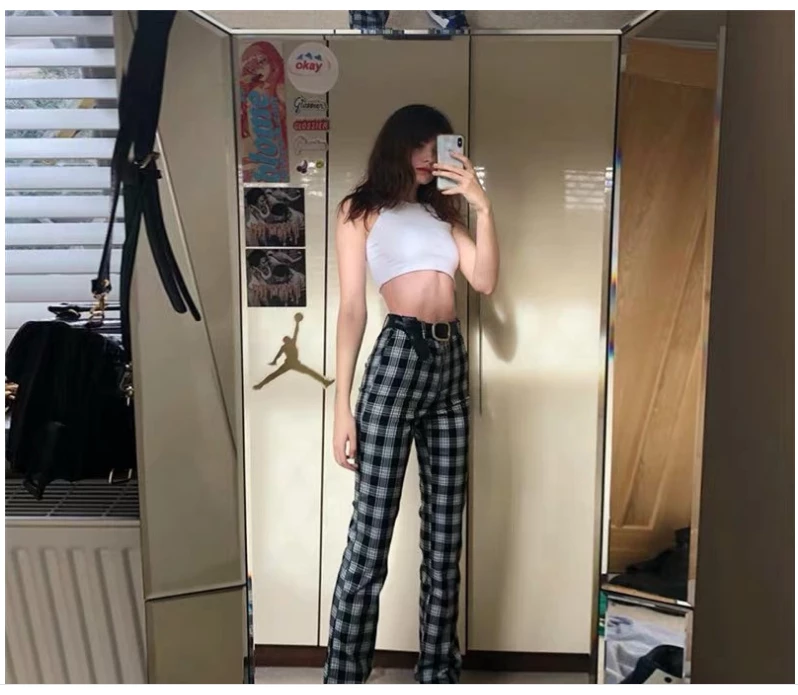 Unzzy Ulzzang Plaid Pants KF90581 HOT SALE 4 Unzzy Ulzzang Plaid Pants KF90581 HOT SALE