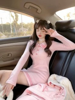 Unzzy Embroidered Knit Dress KF82617 HOT SALE