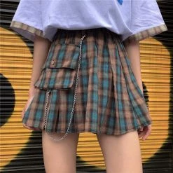Unzzy Plaid Pleated Skirt KF9556 HOT SALE