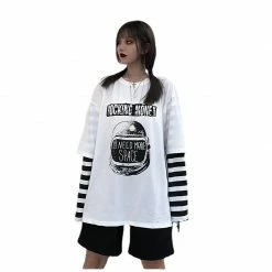 Unzzy Harajuku Striped Long Sleeve T-Shirt KF9429