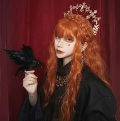 Unzzy Orange Long Curly Wig KF81790