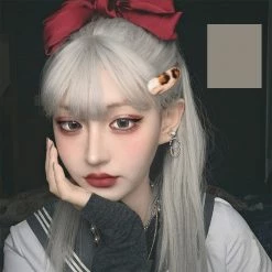 Unzzy HOT SALE Gray Long Straight Wig KF81482