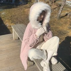 Unzzy Pink Plush Hooded Jacket KF82425