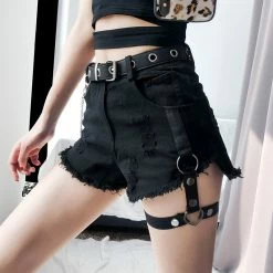 Unzzy Punk Black Shorts KF81003 HOT SALE 9 Unzzy Punk Black Shorts KF81003 HOT SALE